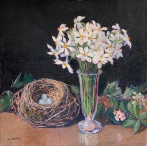 Narcisses au nid de merle - 50 x 50 cm Narcisses au nid de merle Arnera Catherine